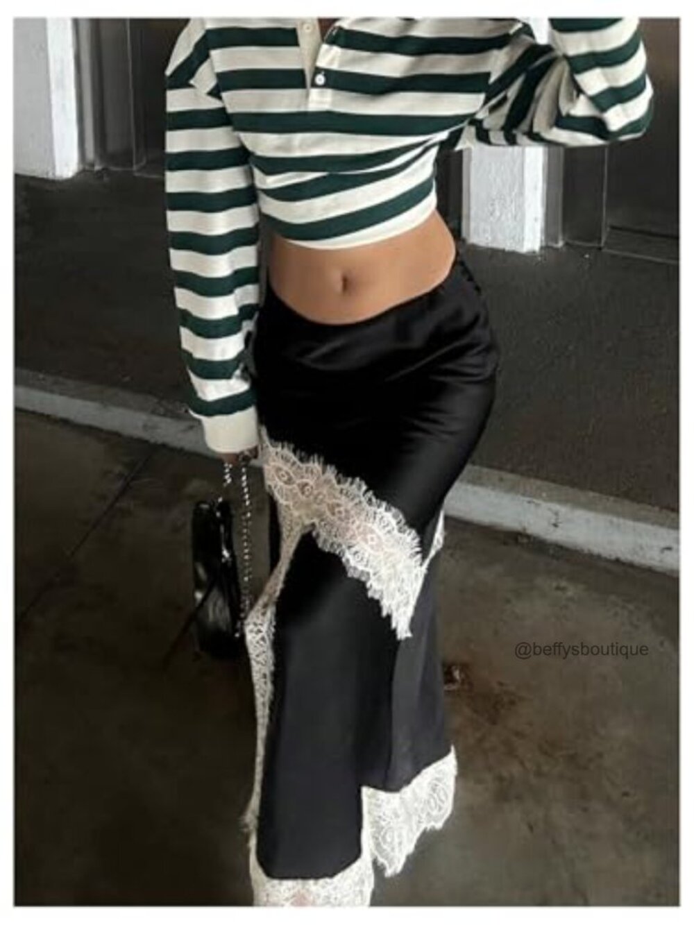 Lace High Slit Satin Maxi Skirt Elegant Festival Night Out Y2K - Picture 6 of 6